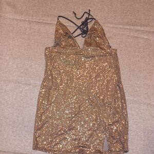 Sexy Black and Gold Sequin Dress
